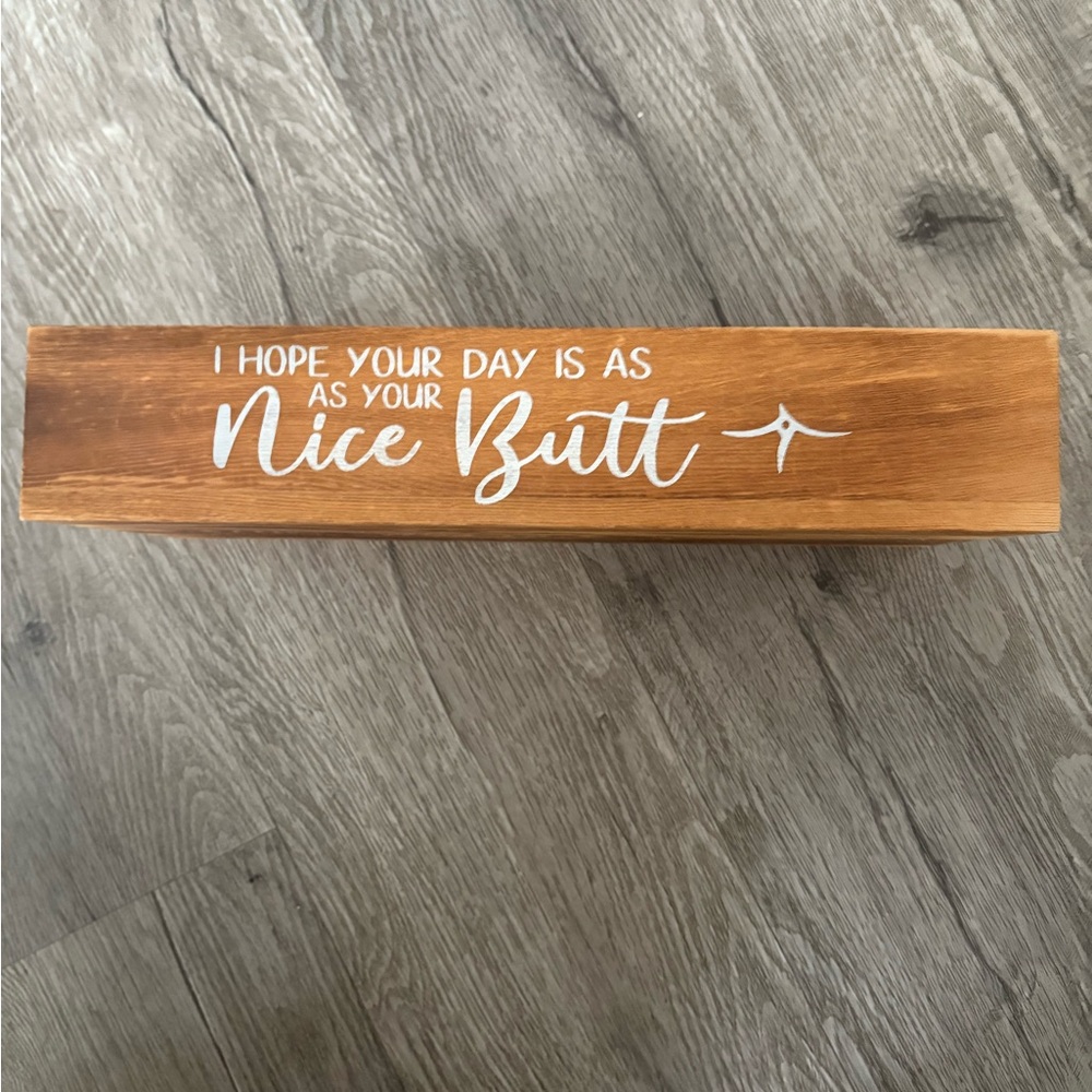 Wooden toilet tank box with two sayings